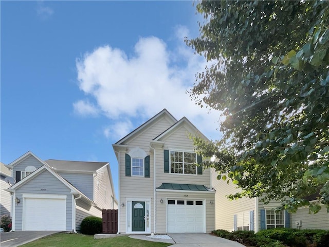 3968 Oak Glenn Dr, Duluth, GA 30096 - traditional home featuring driveway, a garage, a standing seam roof, and metal roof