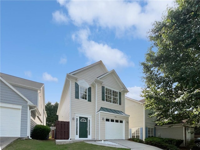 3968 Oak Glenn Dr, Duluth, GA 30096 - traditional home featuring concrete driveway, a garage, and a standing seam roof