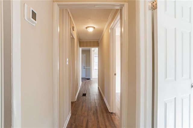 3018 Meadowview Dr SE, Atlanta, GA 30316 - hallway featuring ornamental molding and dark hardwood / wood-style floors