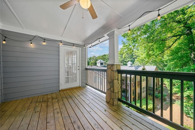 deck with a ceiling fan