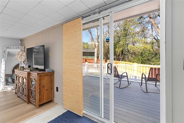 entryway featuring light wood-style flooring