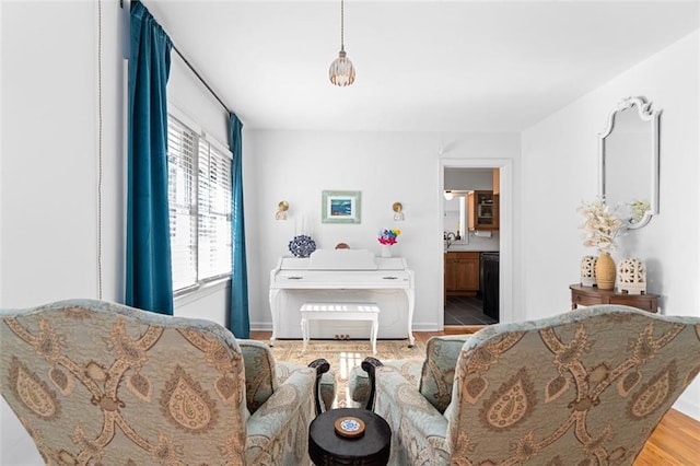 sitting room featuring wood finished floors