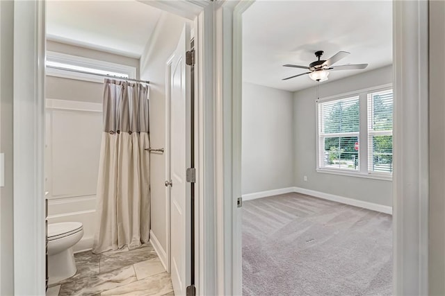 242 Aspen Way, Dallas, GA 30157 - full bathroom with ceiling fan and shower / bath combo with shower curtain