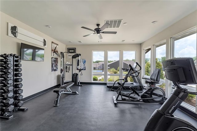 242 Aspen Way, Dallas, GA 30157 - gym featuring healthy amount of natural light and a ceiling fan