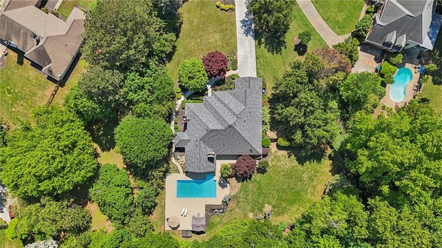 aerial view of a pool