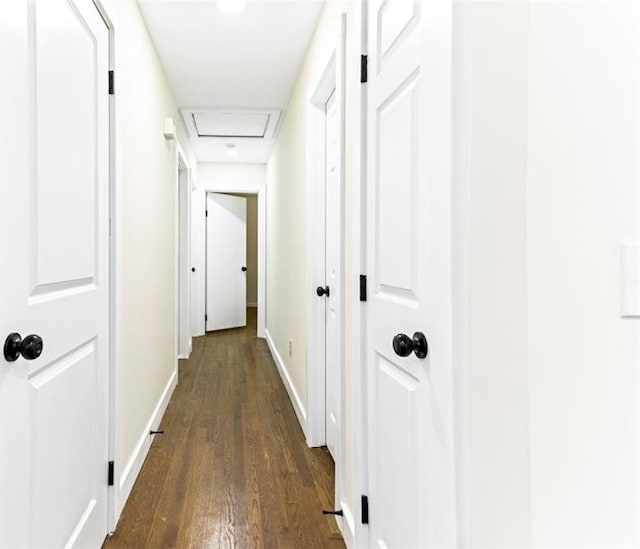 hallway featuring dark hardwood / wood-style floors