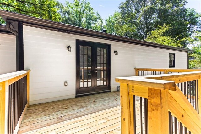 wooden terrace with french doors