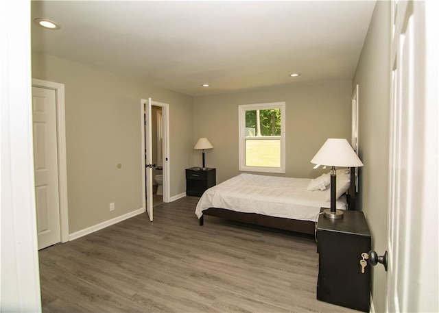 bedroom with wood-type flooring