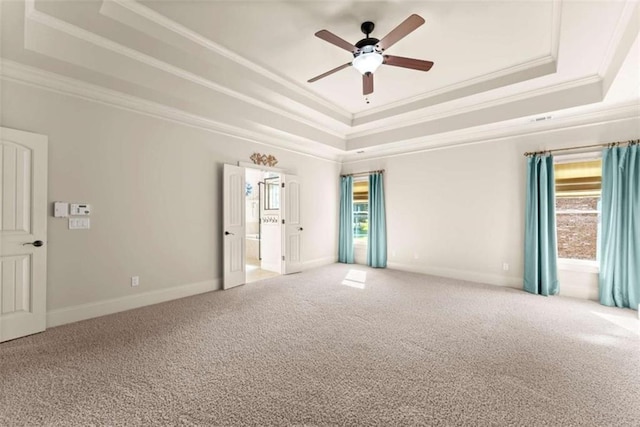 2539 Sagebrush Trl, Buford, GA 30519 - carpeted spare room with a raised ceiling, crown molding, plenty of natural light, and a ceiling fan