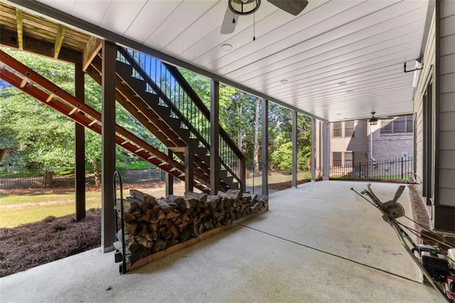 2539 Sagebrush Trl, Buford, GA 30519 - view of patio / terrace featuring stairway and a ceiling fan