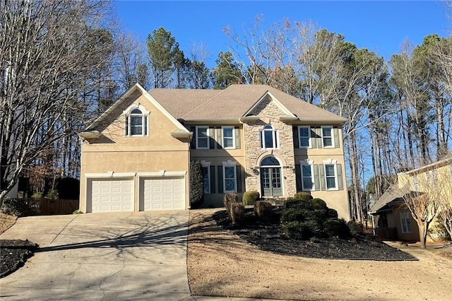 view of front of property featuring a garage