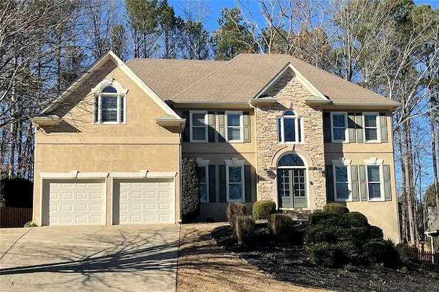 view of front of house with a garage