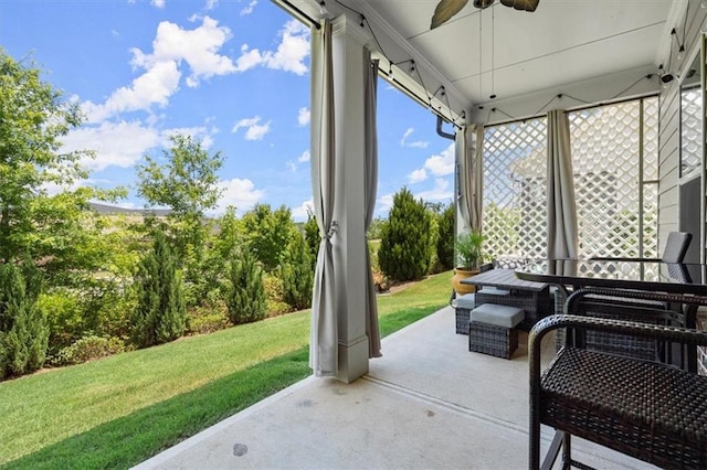 view of patio / terrace with ceiling fan