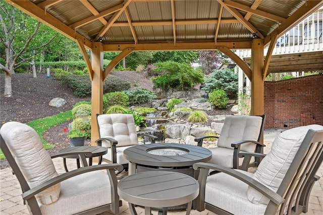 view of patio featuring a gazebo