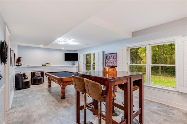 530 Twinflower Ct, Roswell, GA 30075 - dining area featuring plenty of natural light, billiards table, light wood-style flooring, baseboards, and recessed lighting