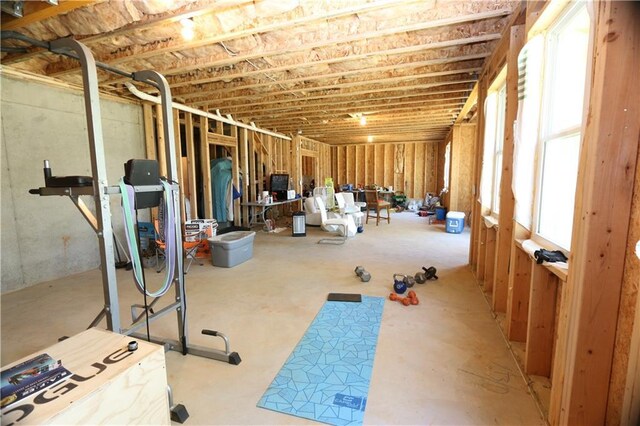 basement featuring plenty of natural light