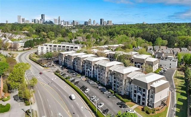 aerial view with a city view