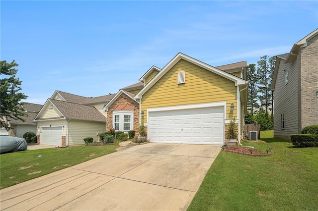7761 Parkside Dr, Lithia Springs, GA 30122 - traditional-style house featuring concrete driveway, central AC, and a front lawn