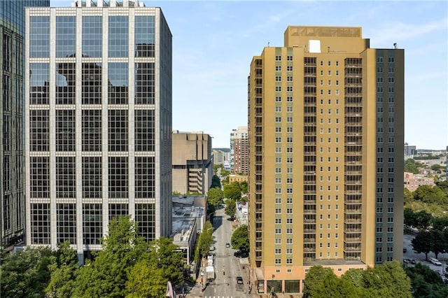 view of building exterior featuring a city view