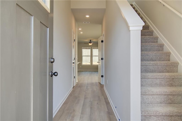 hall featuring light hardwood / wood-style floors