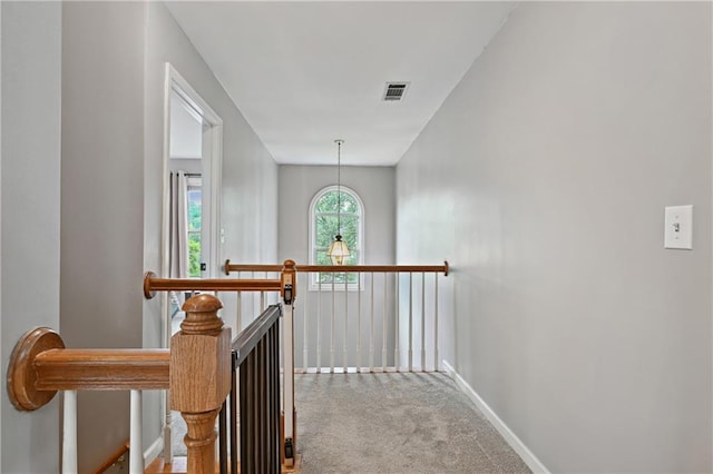 1185 Charter Club Dr, Lawrenceville, GA 30043 - corridor with an upstairs landing, carpet, and baseboards