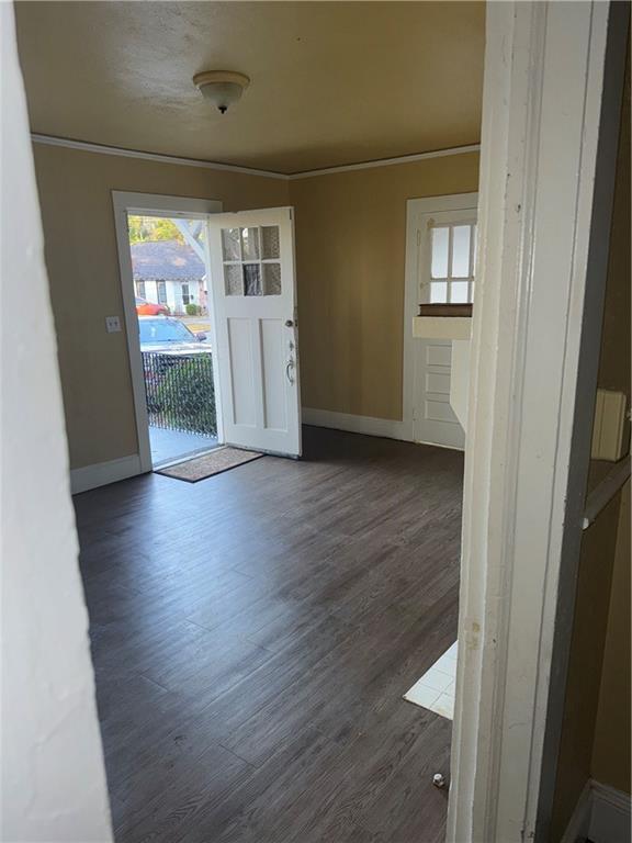 entrance foyer with dark hardwood / wood-style floors