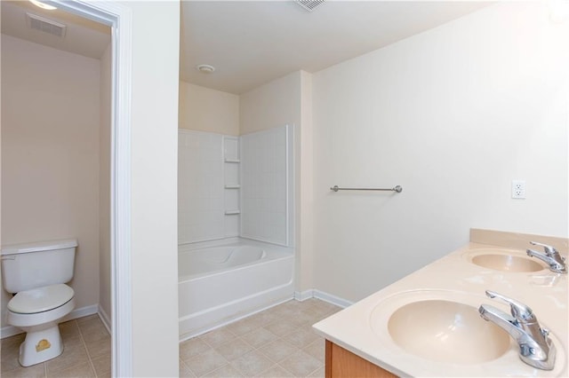 529 Ridge View Xing, Woodstock, GA 30188 - full bathroom featuring toilet, baseboards, double vanity, and tile patterned floors