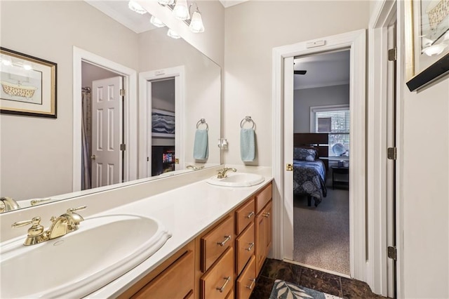 1213 Grande Vw, Loganville, GA 30052 - full bathroom with ensuite bathroom, double vanity, and ornamental molding