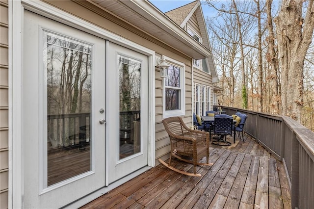 wooden deck with french doors