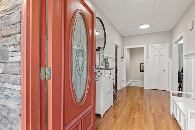 entrance foyer with light hardwood / wood-style floors