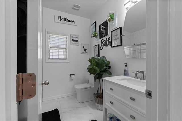 bathroom with toilet and vanity