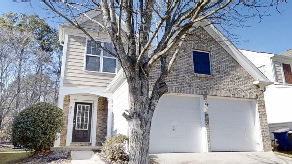 view of front property with a garage