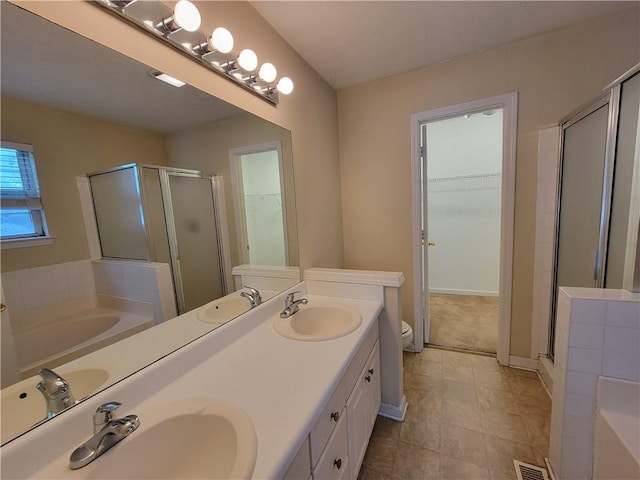 180 Preston Oaks Dr, Johns Creek, GA 30022 - bathroom with a stall shower, a walk in closet, a bath, and double vanity
