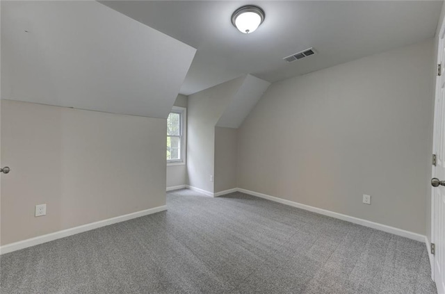 additional living space with lofted ceiling, carpet, and baseboards