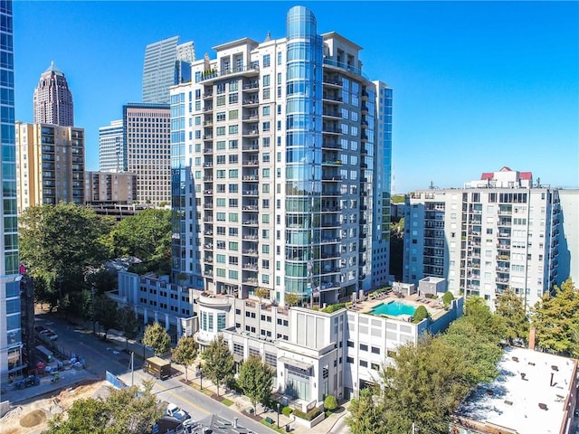 view of building exterior featuring a view of city