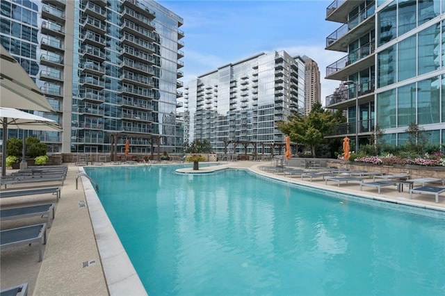 view of pool with a patio