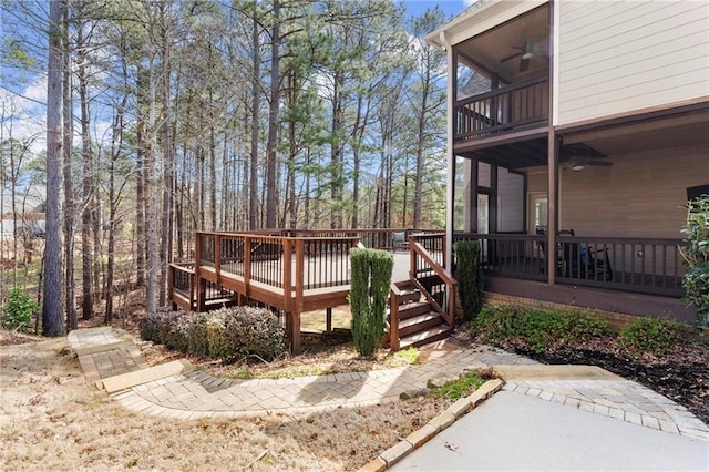 deck featuring ceiling fan