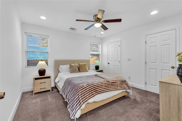 2912 Palm Dr, East Point, GA 30344 - bedroom featuring carpet flooring, recessed lighting, baseboards, and ceiling fan