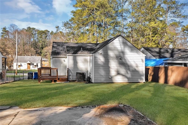 2912 Palm Dr, East Point, GA 30344 - back of house featuring a deck, central AC unit, and a shingled roof