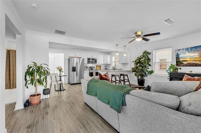 2912 Palm Dr, East Point, GA 30344 - living area with ceiling fan, healthy amount of natural light, and light wood-type flooring