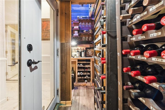 wine cellar featuring wood finished floors