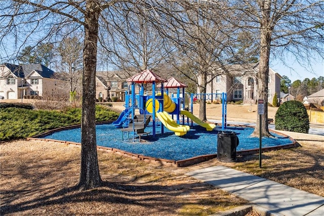 communal playground with a residential view