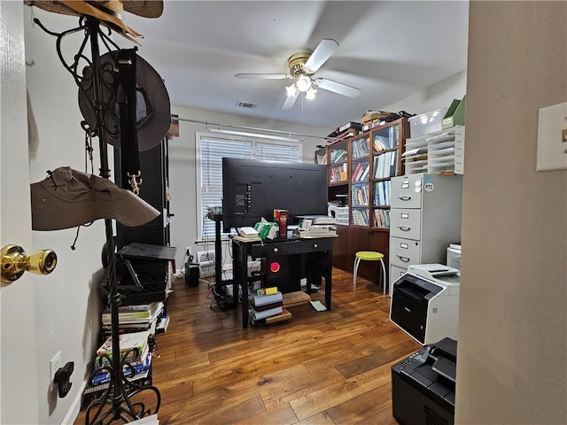 1988 Greensferry Gln, Lawrenceville, GA 30043 - office featuring a ceiling fan and hardwood / wood-style floors