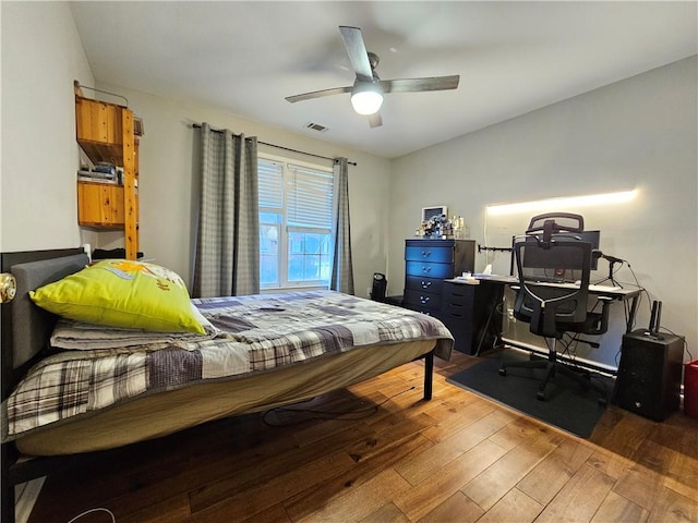 1988 Greensferry Gln, Lawrenceville, GA 30043 - bedroom with hardwood / wood-style flooring, a ceiling fan, and an office area