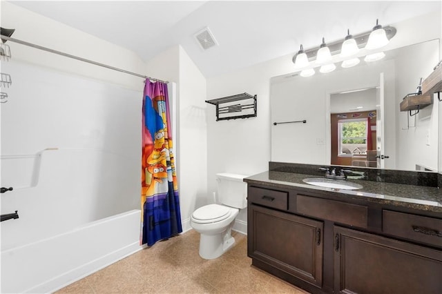 full bathroom featuring vanity, toilet, and shower / bath combo