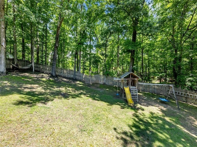 view of yard featuring a playground
