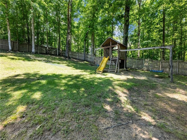 view of yard featuring a playground