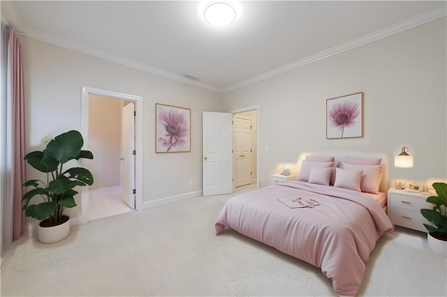 bedroom with ornamental molding