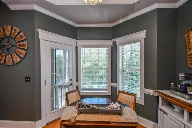 4742 Thunder River Dr, Gainesville, GA 30506 - dining area featuring light wood finished floors and ornamental molding