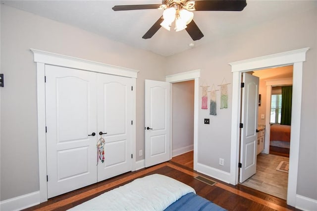 4742 Thunder River Dr, Gainesville, GA 30506 - bedroom featuring wood finished floors, a closet, and a ceiling fan